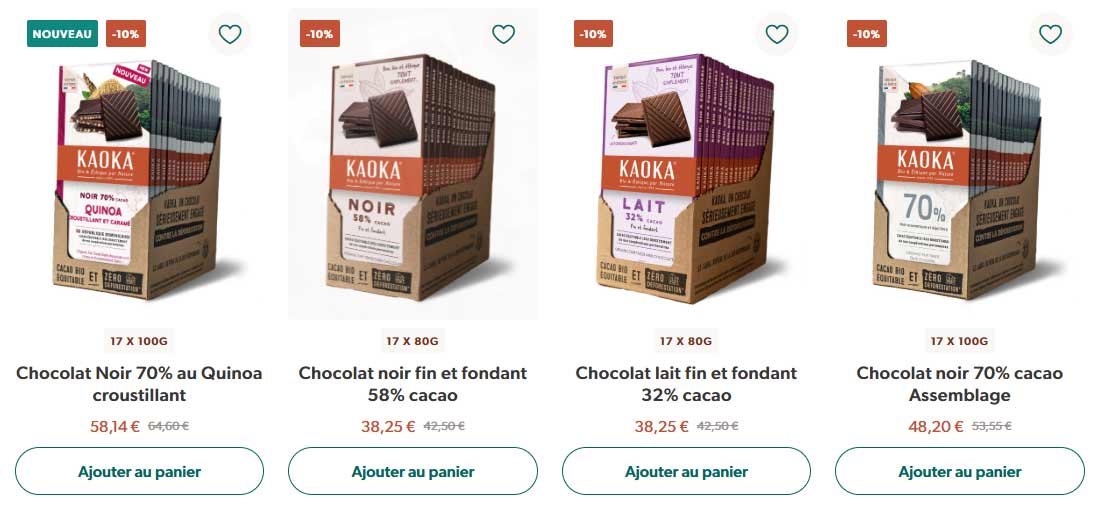 Acheter des tablettes de chocolat Kaoka en gros conditionnement au meilleur prix