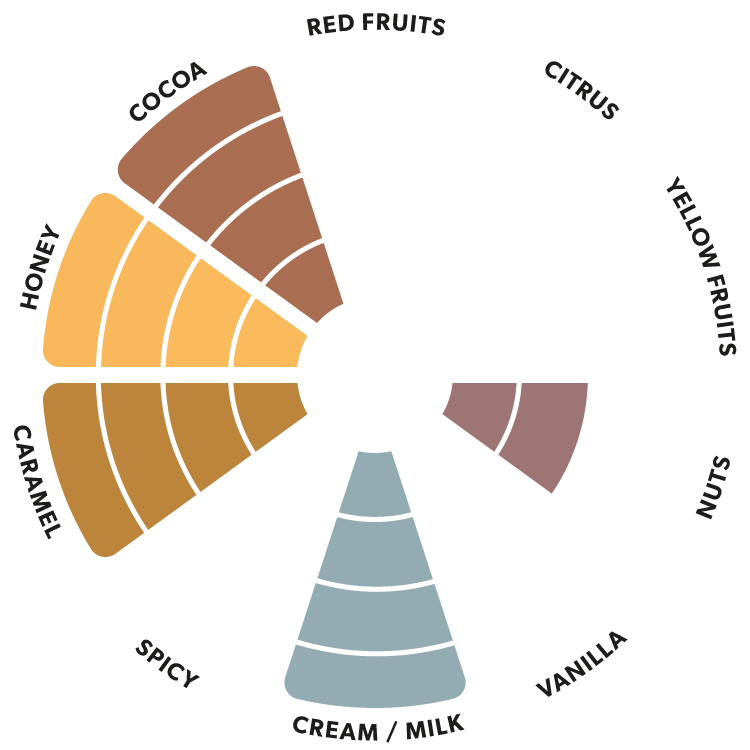 Aromatic wheel of Kaoka Ecuador milk chocolate