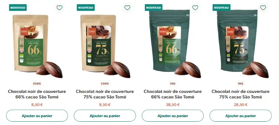 Acheter des chocolats de couverture pure origine Sao Tomé sur la boutique en ligne de Kaoka