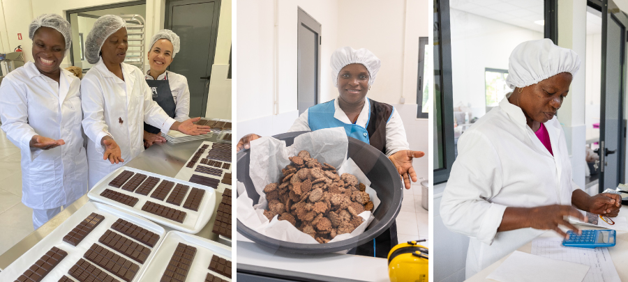 Une équipe féminine à la chocolaterie
