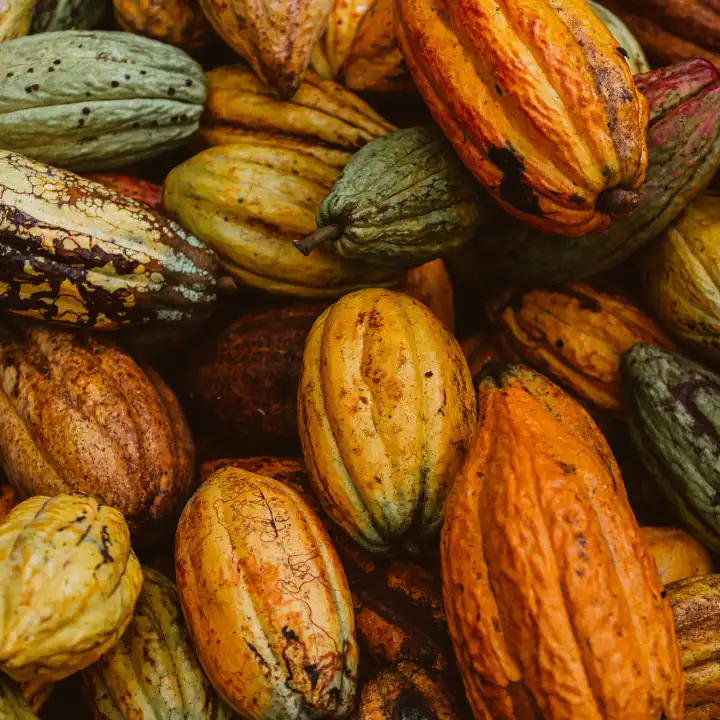 Des cabosses de cacao aromatiques