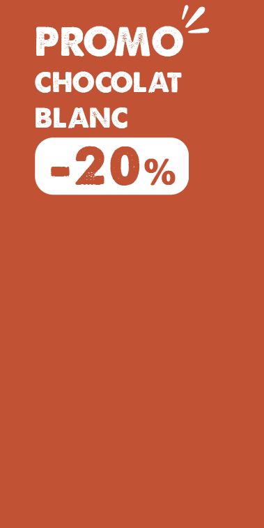 Annonce promo sur le chocolat blanc bio à pâtisser ou à déguster